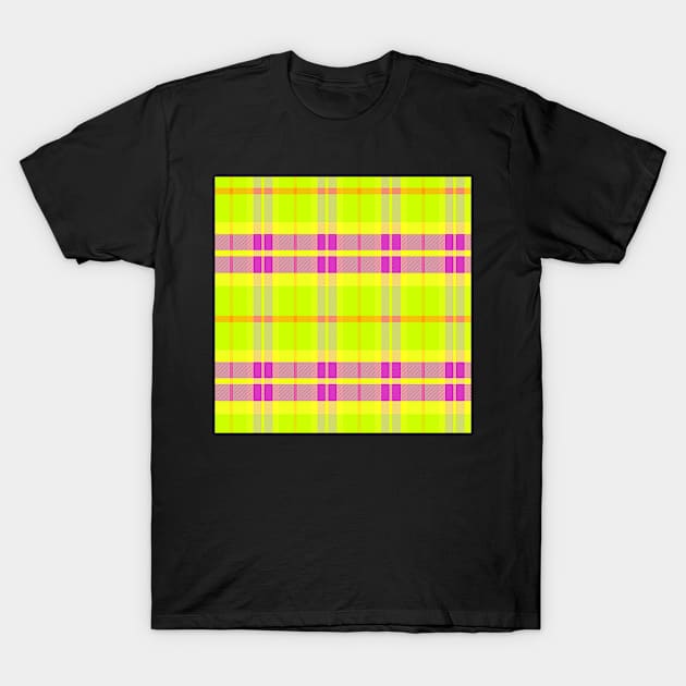 Neon Aesthetic Ossian 1 Hand Drawn Textured Plaid Pattern T-Shirt by GenAumonier